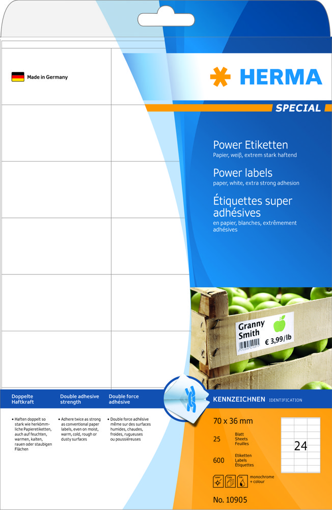 Etiket Herma Superprint Power A4 70,0x36,0mm - Wulff Supplies