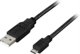 USB 2.0 kabel Deltaco til Micro B 1m