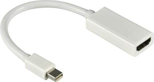guld jul håndjern Mini DisplayPort Deltaco till HDMI adapter med lyd 20-pin han - 19-pin hun  0,2 m hvid - Wulff Supplies